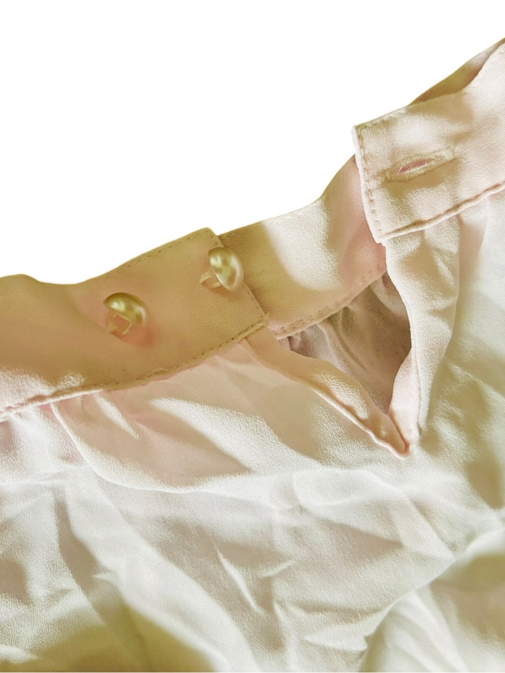 Sheer Vintage Sz 12 Light Pink Button-Front Puff Sleeve Embroidered Blouse - Picture 9 of 12